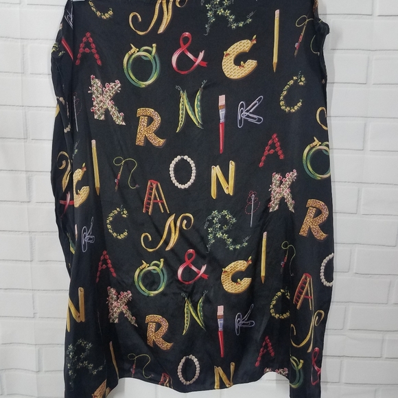Nick & Nora Alphabet Black Silk Scarf - Picture 1 of 9